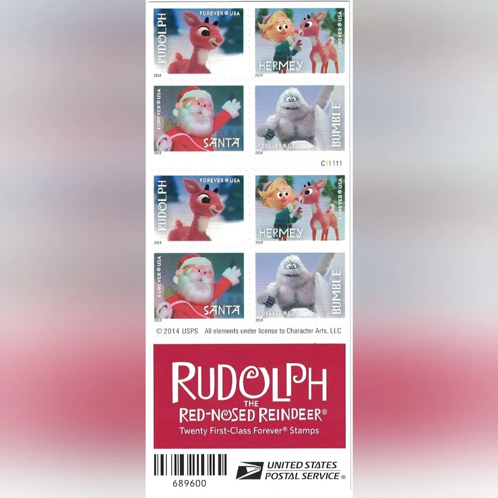 100 Rudolph Red Nosed Reindeer Forever Postage‎ Stamps US Postal USPS Xmas Cards